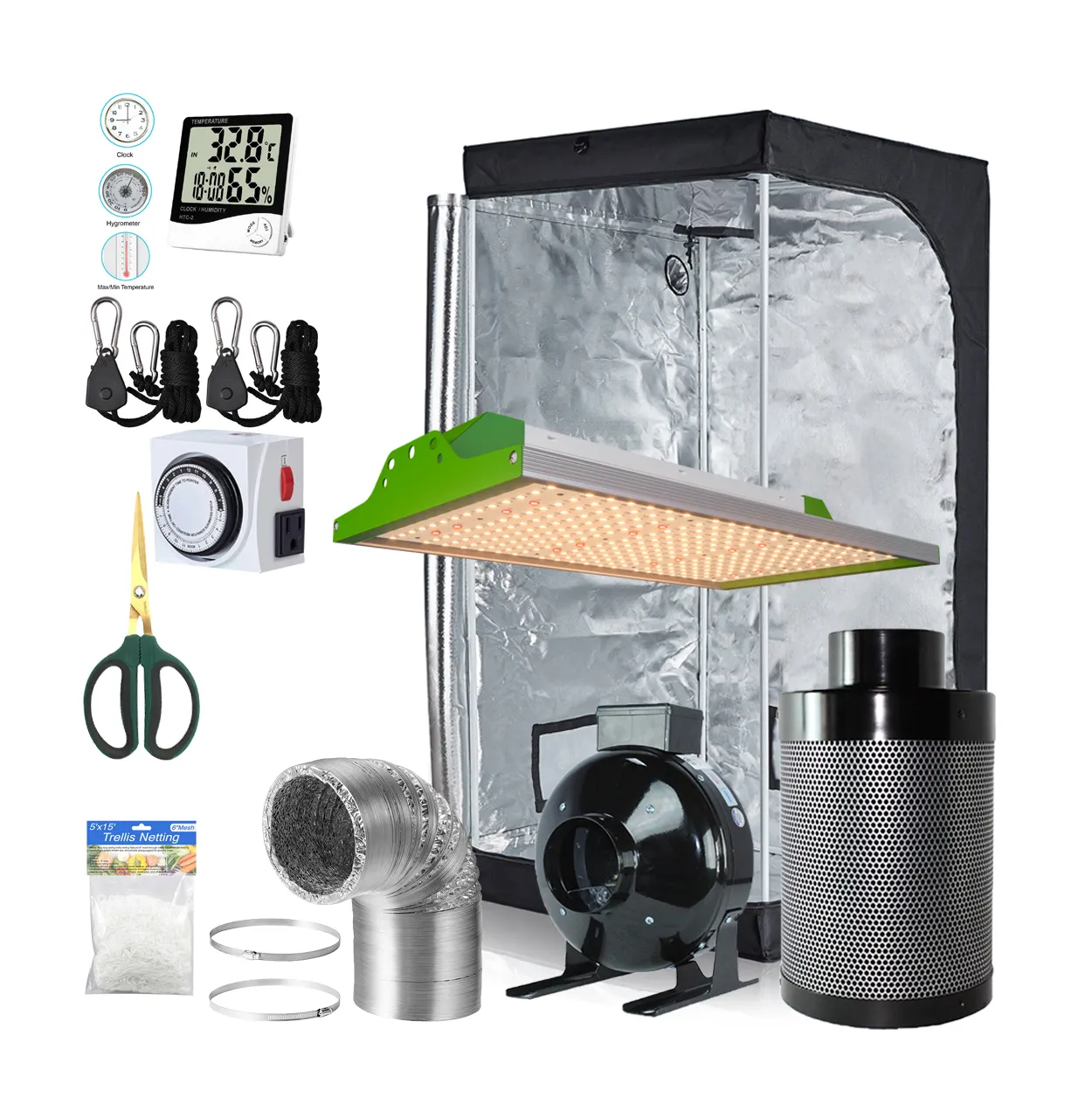 Gewächshaus system LED wachsen zimmer großhandel indoor garten 32*20*63 zoll Wachsen Zelt Kit mit 100w LED wachsen licht