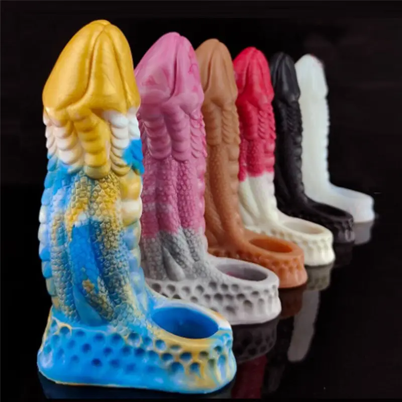 Faak nuovo arrivo colorato mostro silicone cock ring dragon Penis Sleeve prodotti sessuali ingrandimento del pene per gli uomini giocattolo del sesso