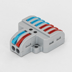 Conectores 221 Conector de tuerca de palanca 2 en 6 Bloques de terminales Montaje en riel DIN Cables trenzados sólidos/finos Conector de cable de alimentación compacto - Product Image 3