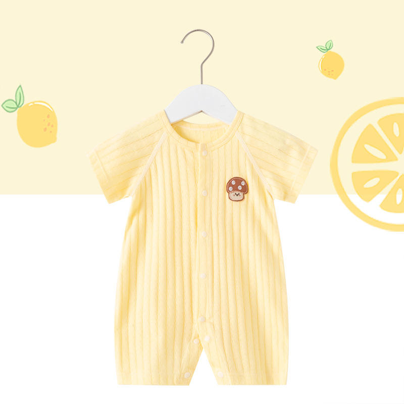 เสื้อยืดแขนสั้นบาง - สีเหลือง ลายเห็ดเล็ก