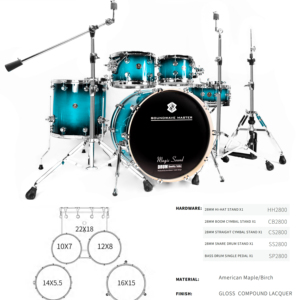 SWM Blue Baked Enamel Premium Drum Set, adaptándose a bateristas de todos los niveles con tono excepcional. - Product Image 1