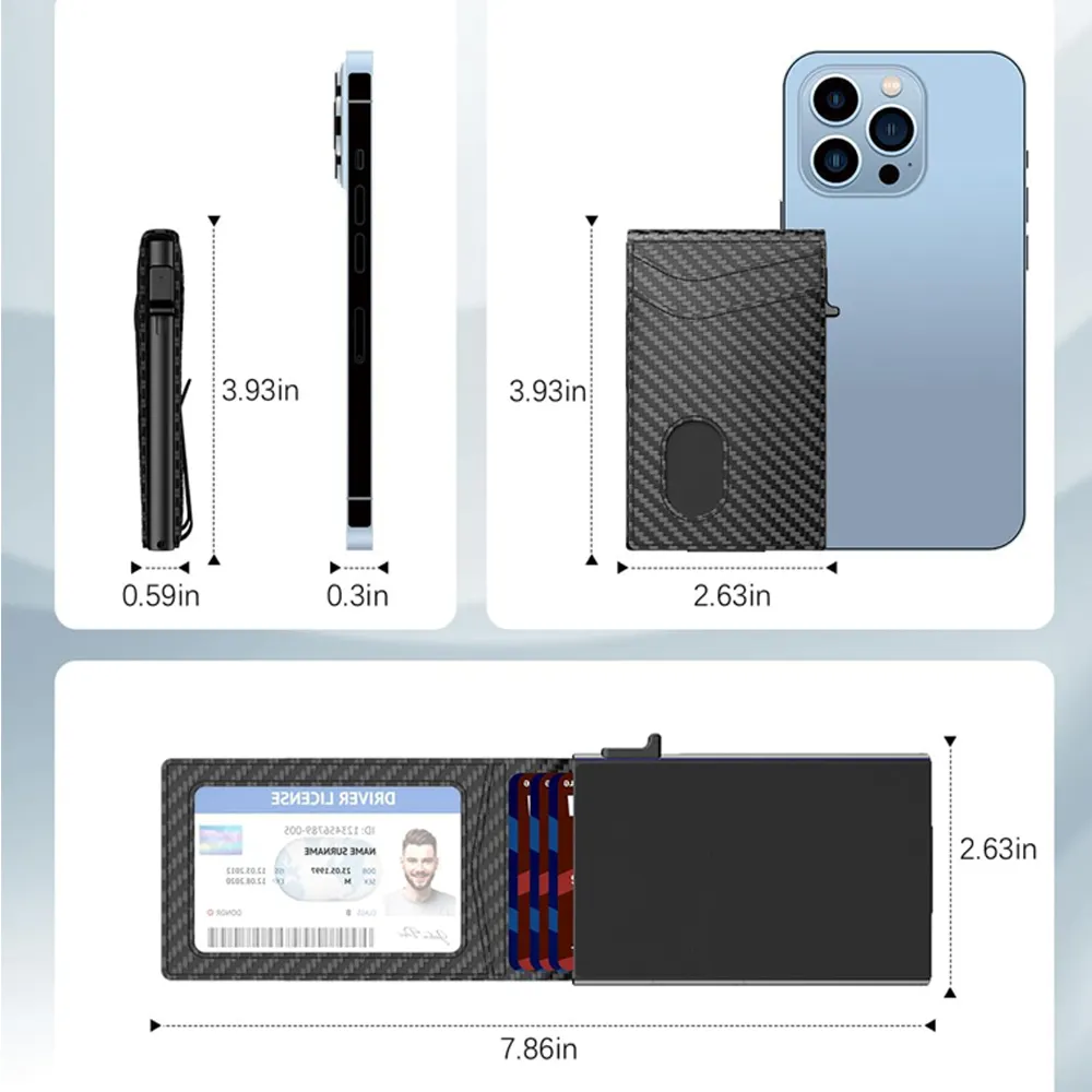 RFID minimalista che blocca il portafoglio in pelle Bifold Smart Pop Up porta carte con chiusura magnetica finestra di ID fermasoldi