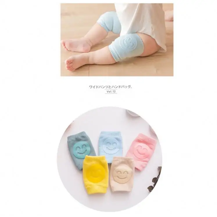 Wholesale cotton Cute smiling Safety Crawling Anti Slip Baby Knee Pads baby crawling knee pads baby knee pads protector