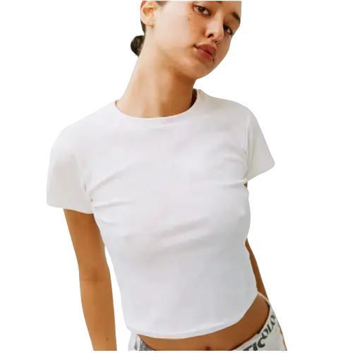 Camiseta de verano para bebé Y2k, tops cortos, camisa Sexy fina en blanco para mujer, camiseta lisa transpirable de alta calidad 2023 de algodón 100%