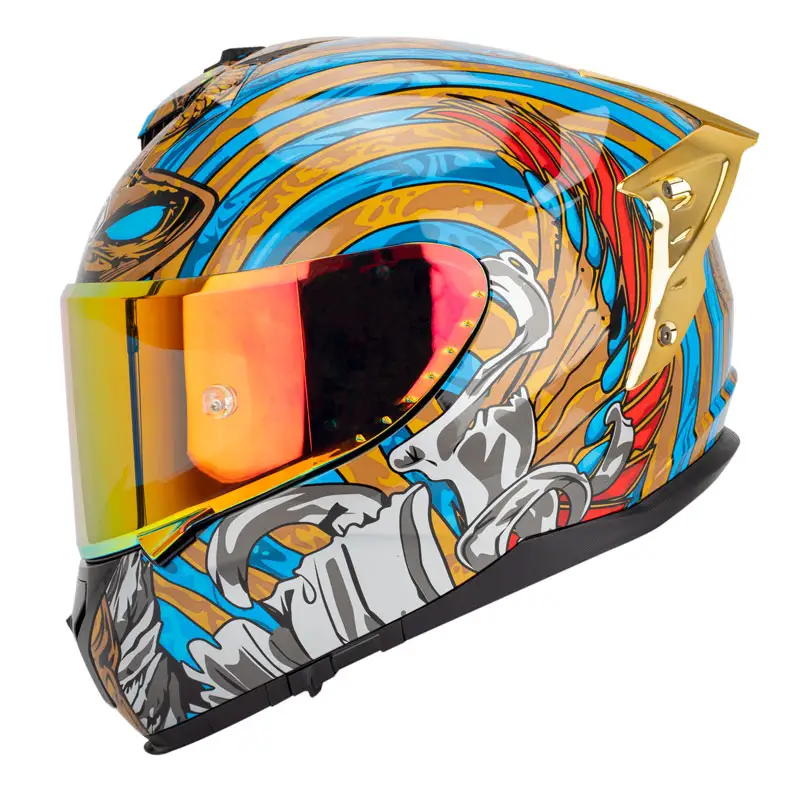 Casco Moto uomo donna modulare Full Face grandi spoiler Casco Moto visiera aperta Casco dorato ingranaggi protettivi per Moto