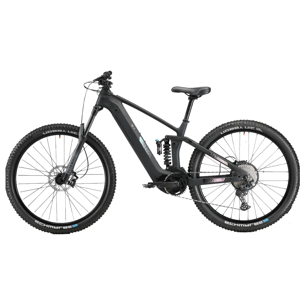 Nuovo arrivo completa sospensione in fibra di carbonio MTB bici elettrica 48 v500w Bafang mid drive motore ebike