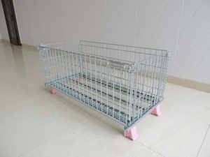 Almacén de alambre de malla de acero metálico, jaula de almacenamiento de apilamiento logístico, caja de transporte, cesta, contenedor para carga ligera - Product Image 3