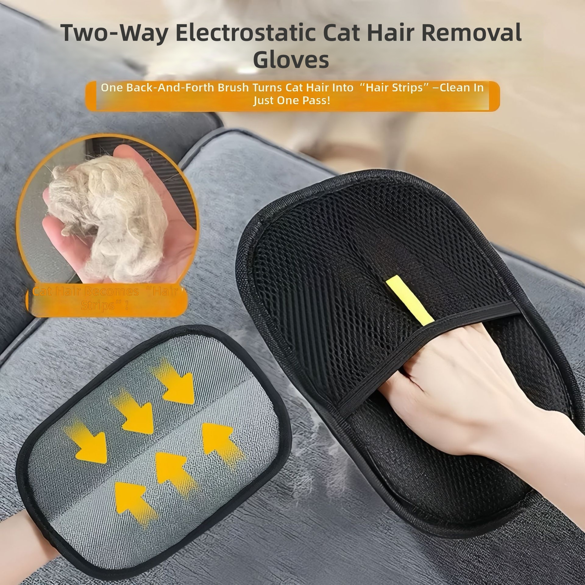Lg. Thick Black Hair Removal Glove