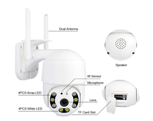 OEM IP66防水高清1080P无线智能双光源户外迷你WiFi IP PTZ摄像机 - Product Image 2