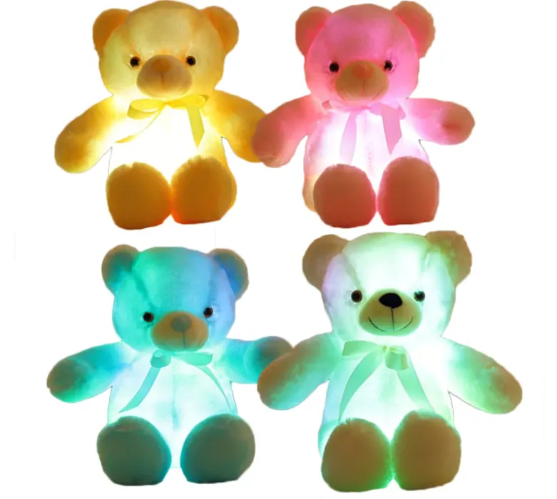 Poupée ours en peluche LED colorée et lumineuse poupée ours en ruban avec lampe cadeau d'anniversaire en peluche