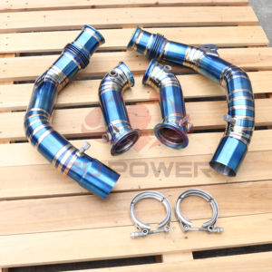 ダウンパイプBMW X5M X6M F95 F96 2020 + S63 4.4T V8チタン排気ストレートヘッダー用
