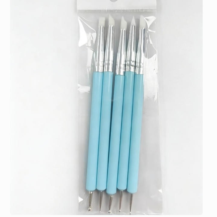 ปากกาซิลิโคนอะคริลิค Kw-t-083 ห้าชุด-สีน้ำเงิน