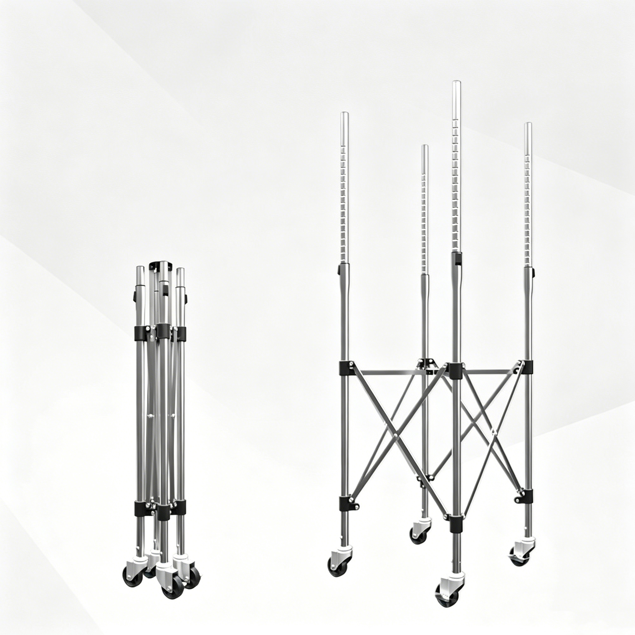 Cadre pliable et extensible en acier inoxydable avec roues de frein