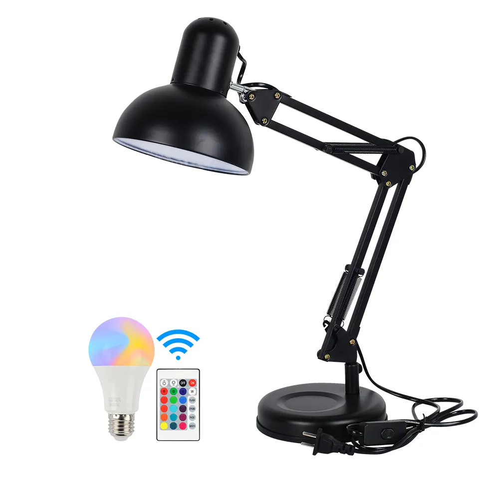 NEW Modern AC85-265V Study Reading 3-Axis adjustable Long Arm Remote Control 16 Light Colors RGBW 10W Flexible LED Desk Lamp