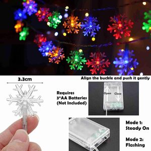 Colorido USB árbol de Navidad habitación decoración LED copo de nieve cadena de luces batería vacaciones iluminación decorativa festón guirnalda Luz - Product Image 6