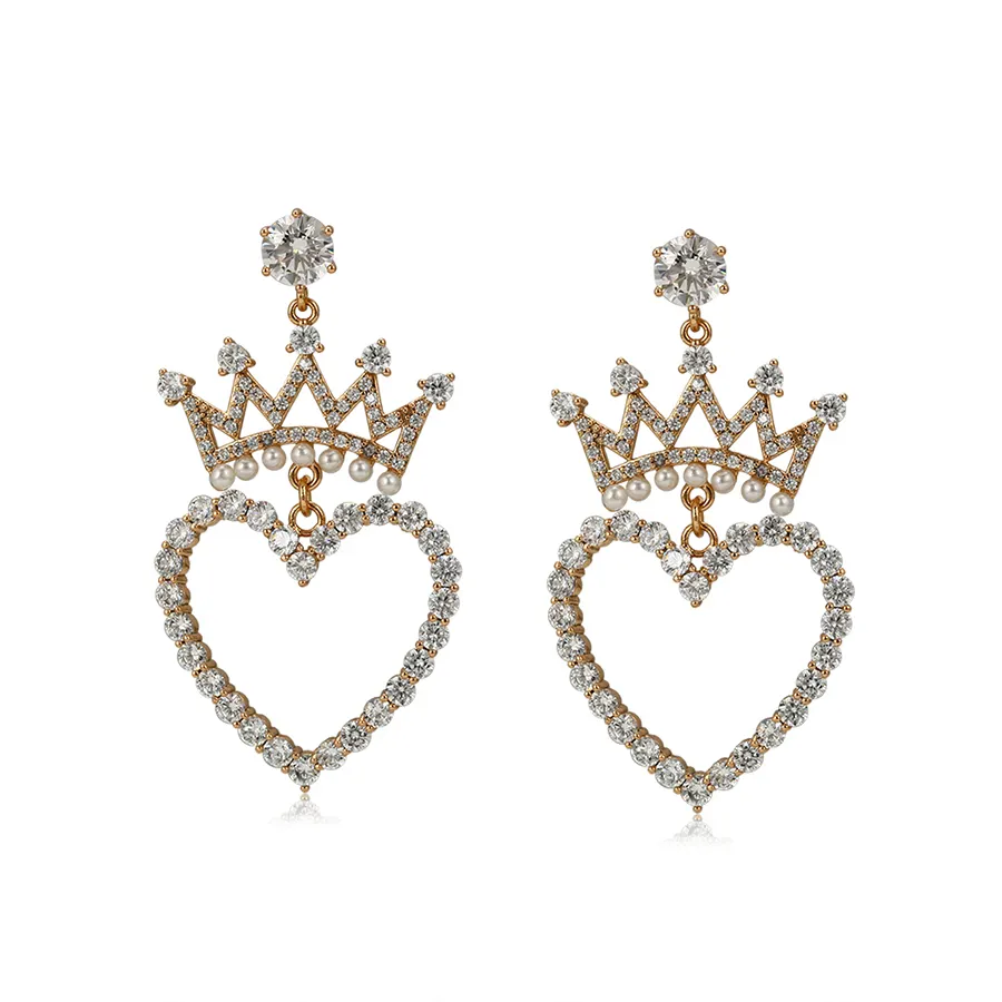 Xuping-pendientes de plata de primera ley con forma de corona para mujer, aretes, aros, oro de 18 quilates, 18k, piedra de lujo, Navidad, S00015073