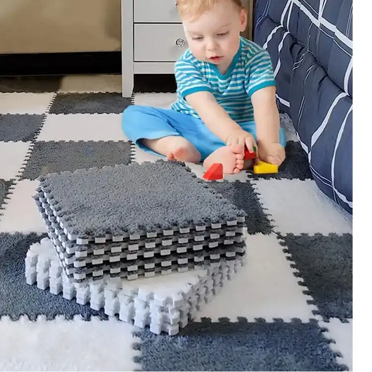 Plüsch Puzzle Matte Kinder Schaum Fußmatten Puzzle Inter lock Fußmatten Spleißen Wohnzimmer Bereich Teppich
