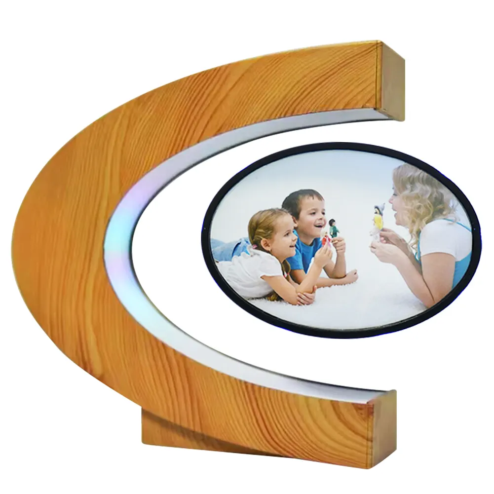 Gadgets de taille personnalisée intéressants Cadre photo flottant à lévitation magnétique en bois pour cadeau d'anniversaire pour enfants