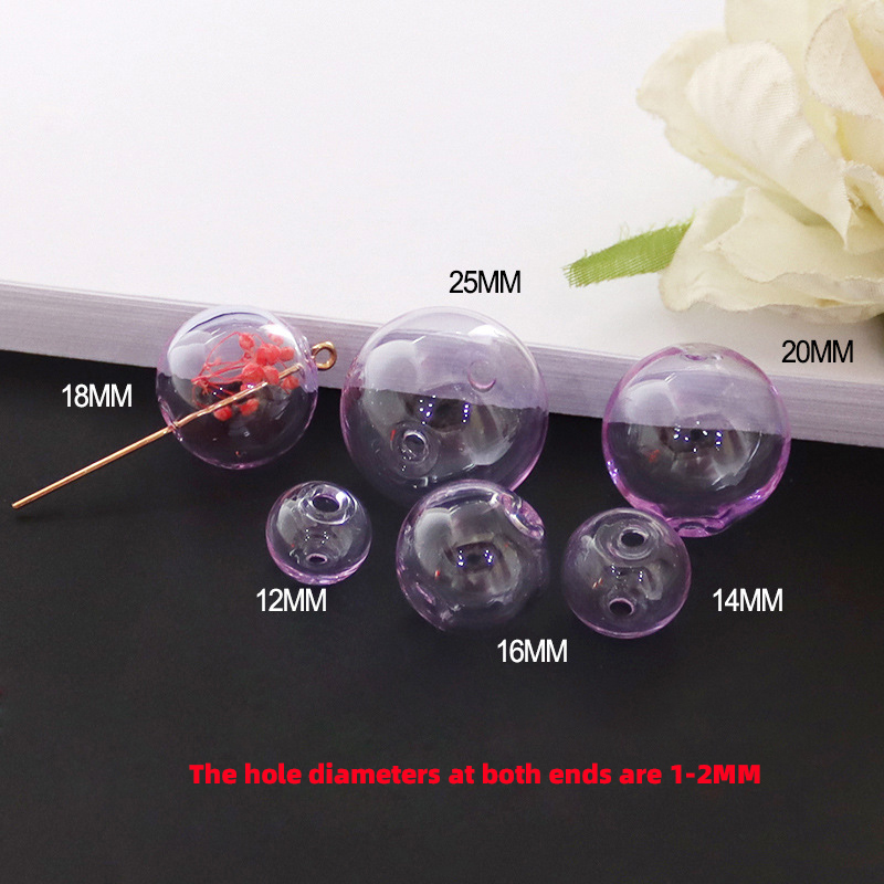 Boule de verre double trou violet