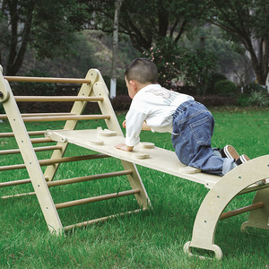 YUCI OEM Indoor Playground <strong>3</strong> in <strong>1</strong> Foldable Wooden Triangle Climber With a <strong>Ramp</strong> Wooden Climbing Toys - Product Image 3