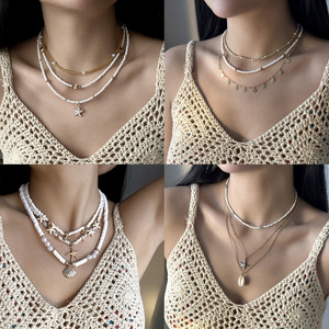 High-End zarif çok yönlü basit tasarım kadın denizyıldızı kabuk pirinç boncuk kolye seti için Trendy zincirler bahar yaz moda - Product Image 2