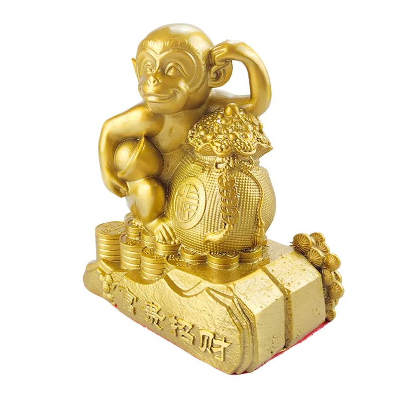 Dekorasi atas meja seni zodiak kuningan kustom pabrik ornamen monyet emas logam rumah dekorasi rumah fengshui