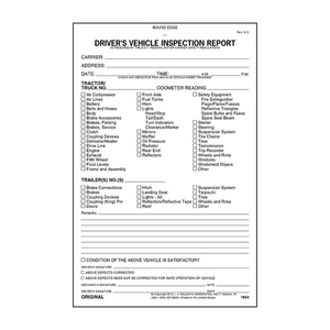 Driver's Vehicle Inspection Report (Pre- &amp; Post-Trip) Book Format 2-Ply Carbonless 5.5&quot; X 8.5&quot; 35 Sets of Forms - Product Image 1
