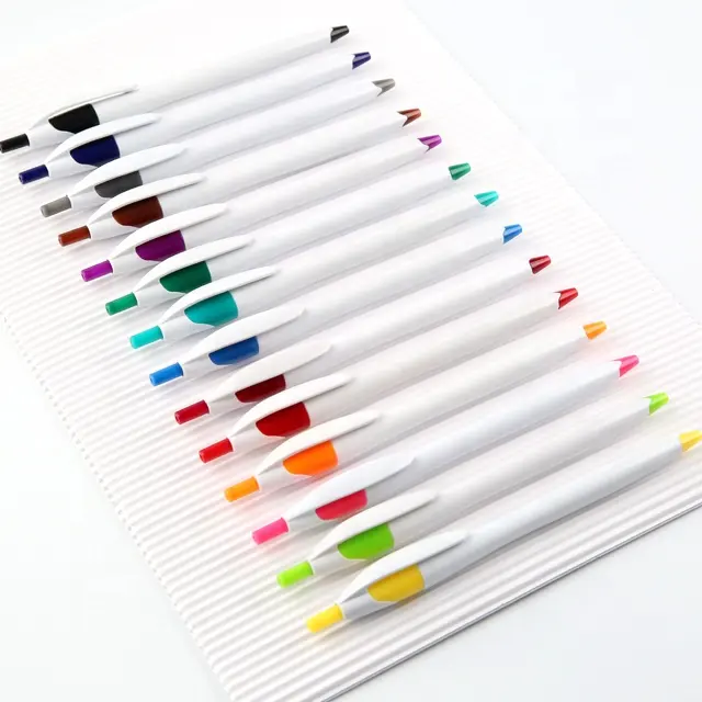 थोक प्रचार ठोस रंग लोगो कस्टम प्लास्टिक सस्ती कीमत बॉल पेन