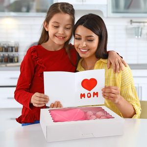 12&quot; X 8&quot; X 2.5&quot; Auto -PoPup Bakery Boxes with Window Cookie Treat Pastries Box for Valentine's Day <strong>Gift</strong> Cake Packing - Product Image 6