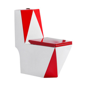 Ceramic Big Size Blue Colour Red Dark Green Yellow Color Gris One Piece Pattern <strong>Toilet</strong> Commode Bowl Wc, Ceramic <strong>Toilet</strong> in Red - Product Image 4