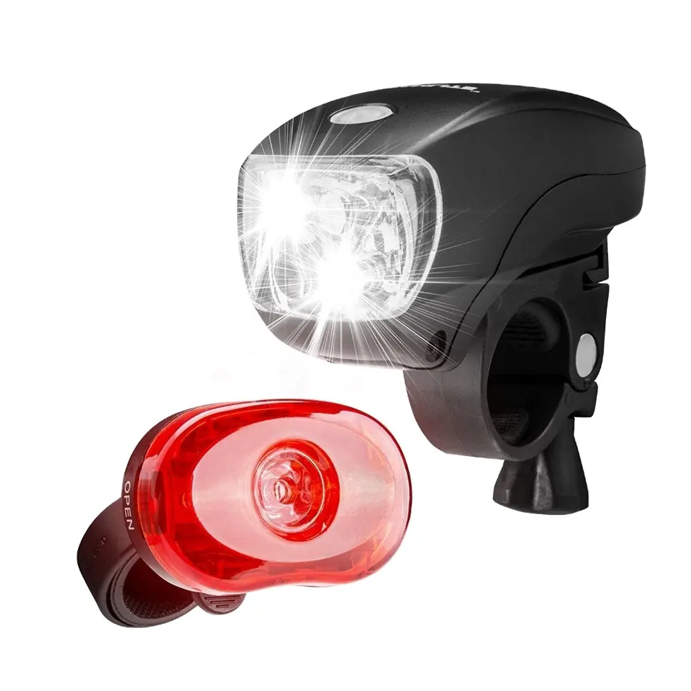 Ucuz Bisiklet LED Kafa Kuyruk Su Geçirmez Pil Ön Arka Işık Torch Braketi ile Gidon Seatpost Bisiklet ışık set