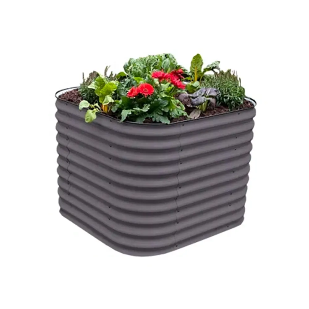 Sebze ve bitki dikim için galvanizli yüksek bahçe çiçekliği kutu Metal açık çiçek yatak çelik veranda zemin ekici