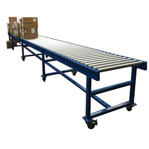 Transportador de rodillos de correa de acero inoxidable personalizado, sistemas de transportador de rodillos flexibles con ruedas de patín para carga y descarga