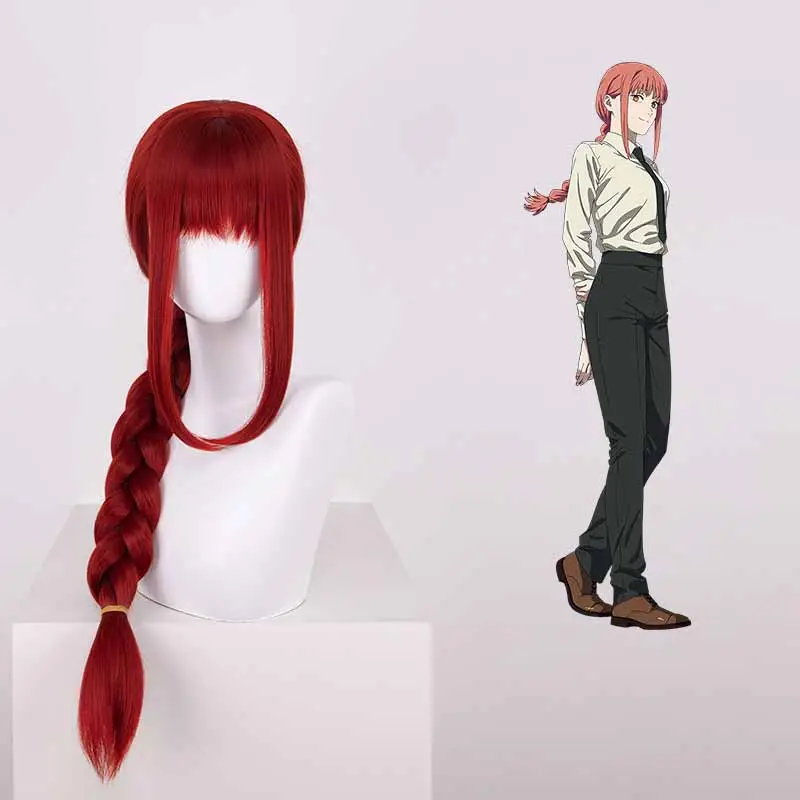 Yüksek kaliteli testere adam Makima cosplay sentetik Anime peruk uzun pembe örgülü sentetik saç cadılar bayramı Pa