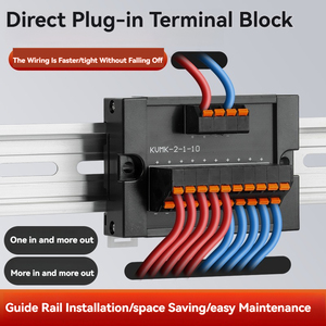 Bloque de terminales con resorte enchufable de cobre duradero, tipo de riel de guía de cableado en línea con materiales de latón de PC de nailon, bloques de terminales comunes - Product Image 2