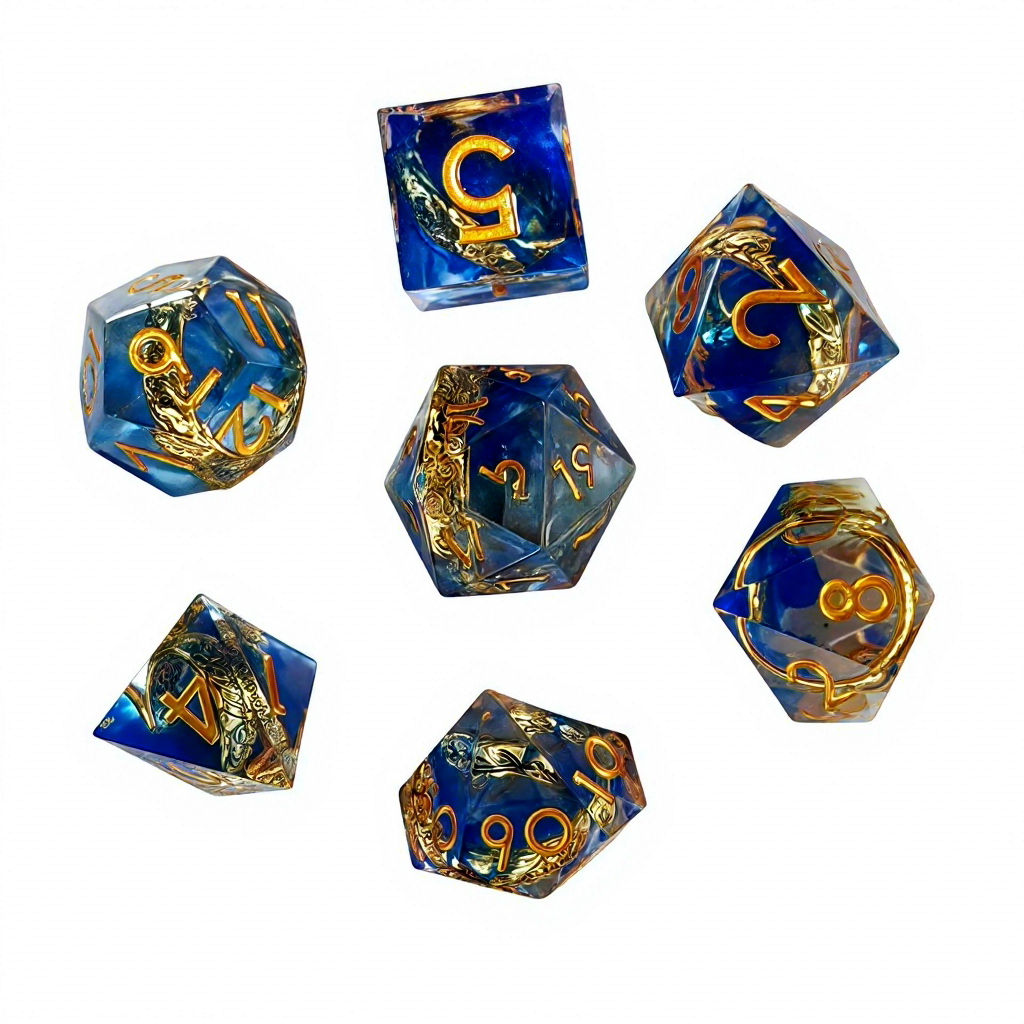 Inlaid ring drops blue gold