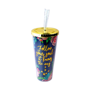 中国精选INEEDU双壁塑料不倒翁杯，带金盖和稻草，令人难以置信 - Product Image 3
