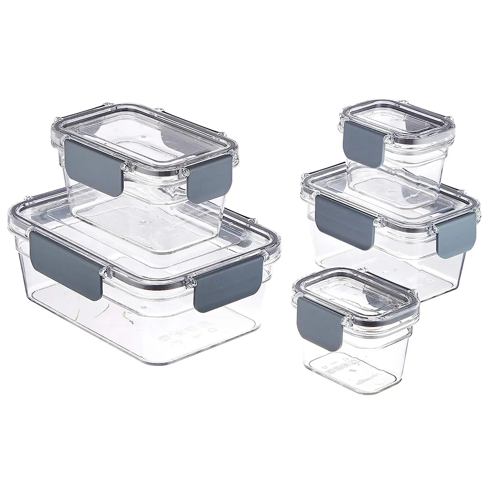 Auslaufsichere Lunchbox Trockengüter frische Zutaten Schule oder Arbeit Mikrowellen-Lebensmittelbehälter aus Kunststoff mit verschlussdeckel klar