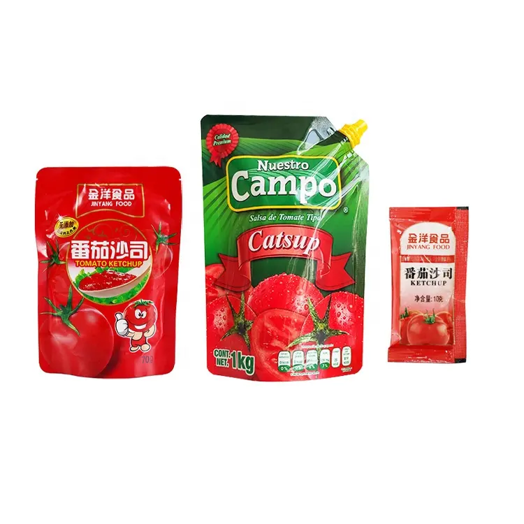 Custom Printed Hot Chili Mayonnaise Paste Condiments Packing Bag Salad Dressing BBQ Cooking Sauce Packaging Spout Pouch