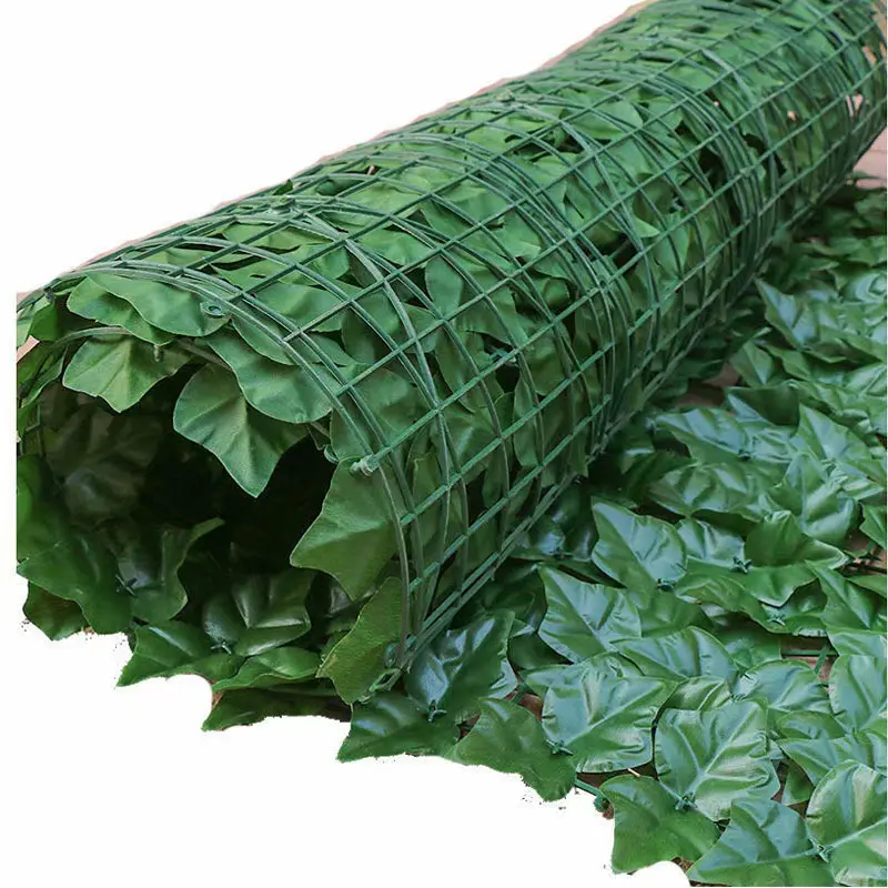 Rollo de setos de hojas para decoración de paredes, valla Artificial de plástico de imitación para privacidad verde, flores de plástico de 1x3m