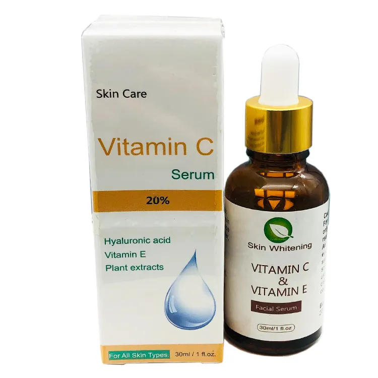 Suero facial personalizado de marca, vitamina c, antiedad, blanqueamiento de la piel, VC