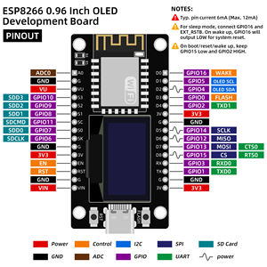 Scheda di sviluppo <span class=keywords><strong>NodeMCU</strong></span> <span class=keywords><strong>ESP8266</strong></span> ESP-12F modulo WiFi IoT con schermo 0.96 OLED modulo driver CH340 - Product Image 6