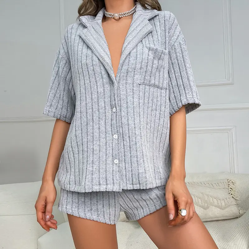 Conjuntos de pijamas de seda satinada de moda elegante personalizada, pijama informal de 2 piezas, ropa de dormir para mujer/