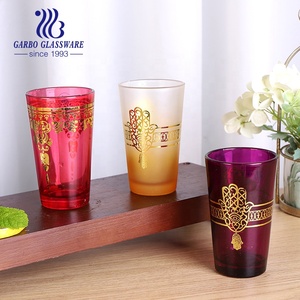 Moroccan Style New Design Glass Teacup Set Full Color Spraying Glass <strong>Cup</strong> With Gold Decal Printing <strong>5oz</strong> 140ml 12PCS Teacup Set - Product Image 1