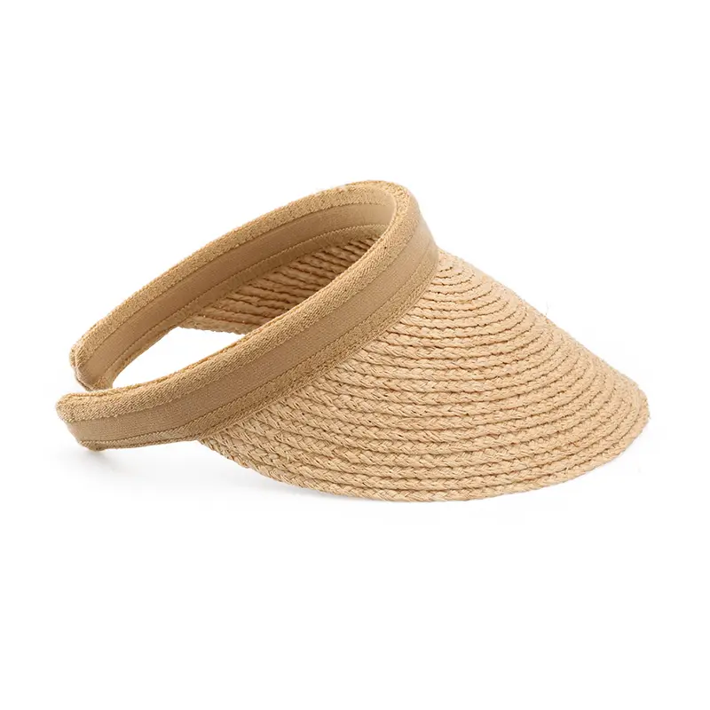 Chapeau d'été pour femmes et filles, chapeau de soleil en raphia naturel, visière de plage, chapeaux de pêche en paille