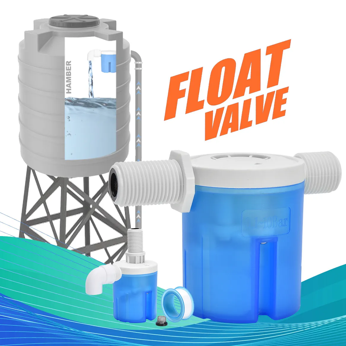 Juny automatic water flow level control plastic float valve Water Level Control Valve For Water Tank 