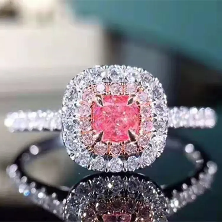 Jóias delicadas de diamante precioso para casamento, atacado com preço 18k ouro natural rosa anel de diamante para mulheres