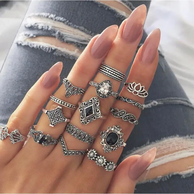 Новое ретро кольцо набор с каплями воды геометрический шарнирный хвост кольцо комбинация кольцо ювелирные изделия для женщин