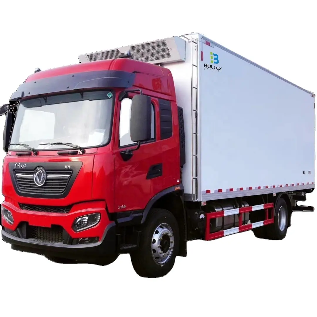 Dongfeng ตู้เย็นรถบรรทุกขนาดเล็กตู้แช่แข็งอาหารขนส่งปรับแต่งได้รถบรรทุกติดตู้เย็นขนาดเล็ก HOWO