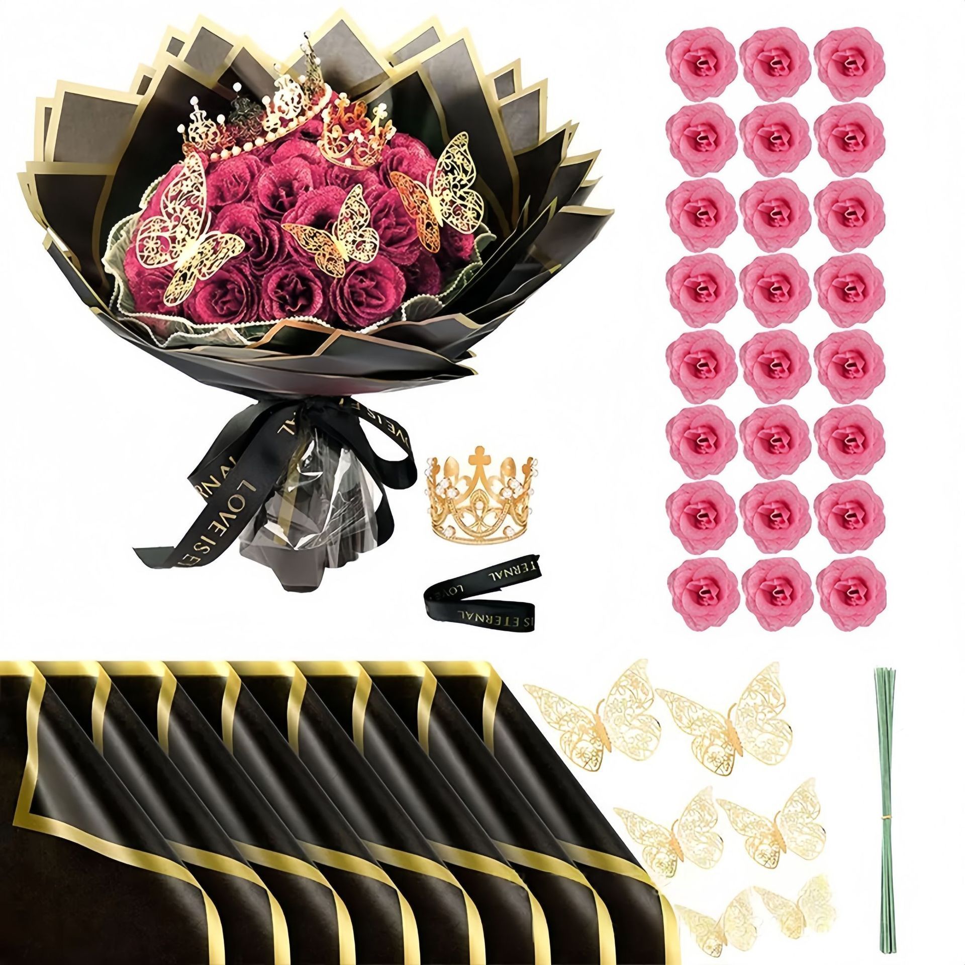 Corona de flores rosa estilo-24 flores